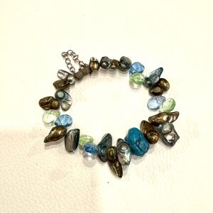 Fun Blue, Green and Taupe Beaded Bracelet